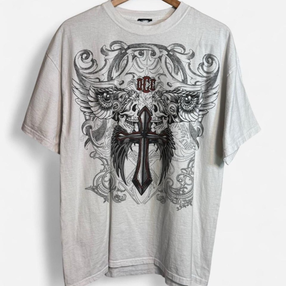 Orange County Choppers Motorcycles Graphic Y2K T-Shirt with Skull & Cross Design